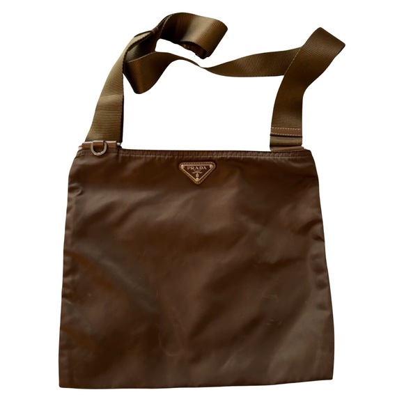 Prada Handbags - VTG PRADA MILANO Brown Adjustable Sling Crossbody Nylon Canvas Messenger Bag